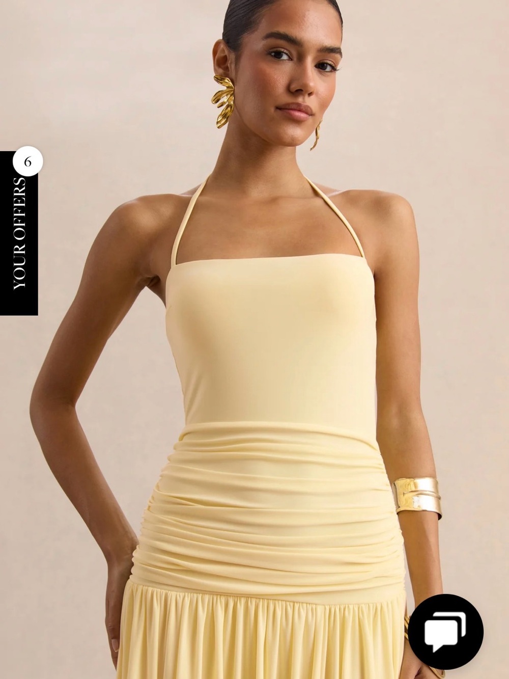 Club London NICOLETTE Lemon Square-Neck Maxi Dress With Ruched-Detailing